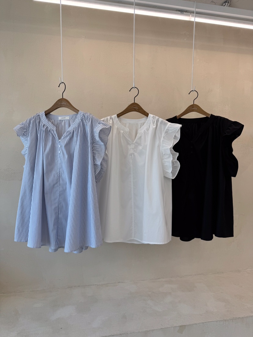 LAUNDRY韓國直郵㊣女裝新款時尚推薦25春夏襯衫蕾絲衫荷葉邊紐扣LAUNDRY襯衫/蕾絲衫