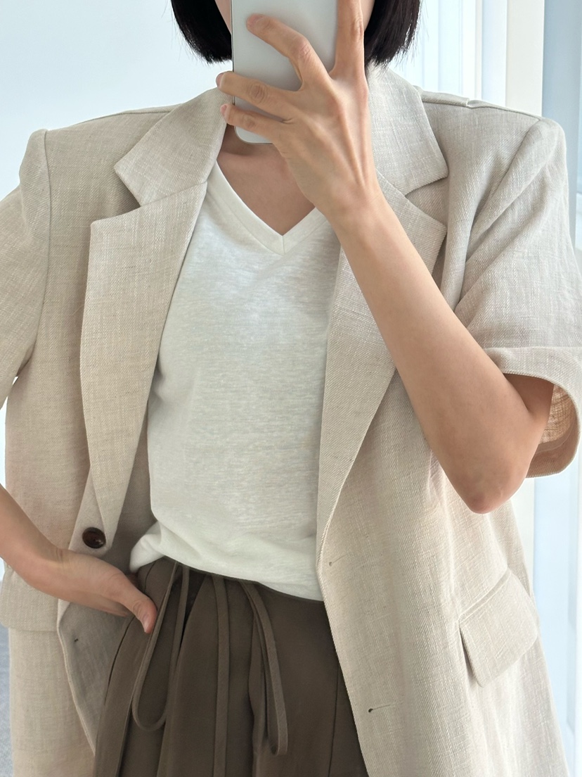 HEIZE韓國直郵㊣女裝新款人氣時尚推薦熱賣休閑25春夏夾克亞麻HEIZE夾克