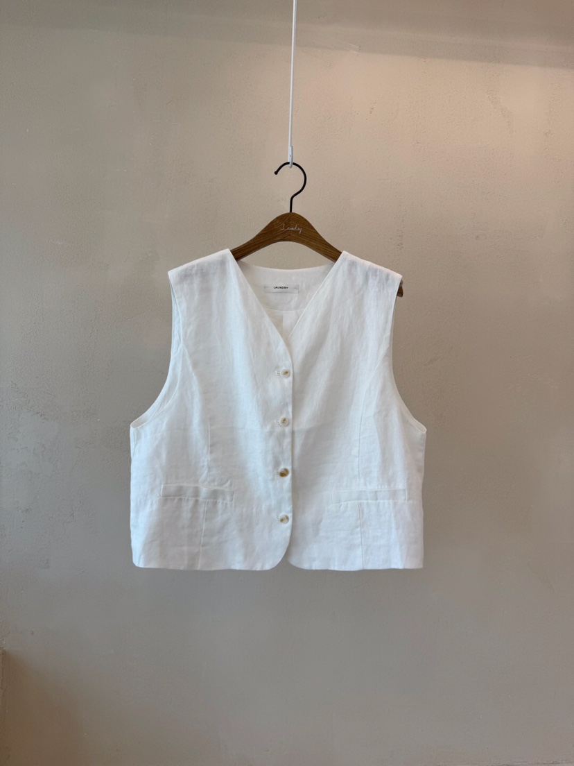 LAUNDRY直郵韓國代購㊣女裝新款人氣時尚休閑熱賣馬甲亞麻紐扣LAUNDRY馬甲圖色1