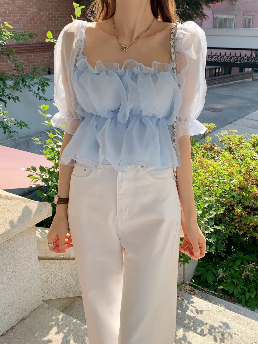 CRONG直郵韓國代購㊣女裝新品人氣時尚休閑25春夏襯衫蕾絲衫CRONG襯衫/蕾絲衫