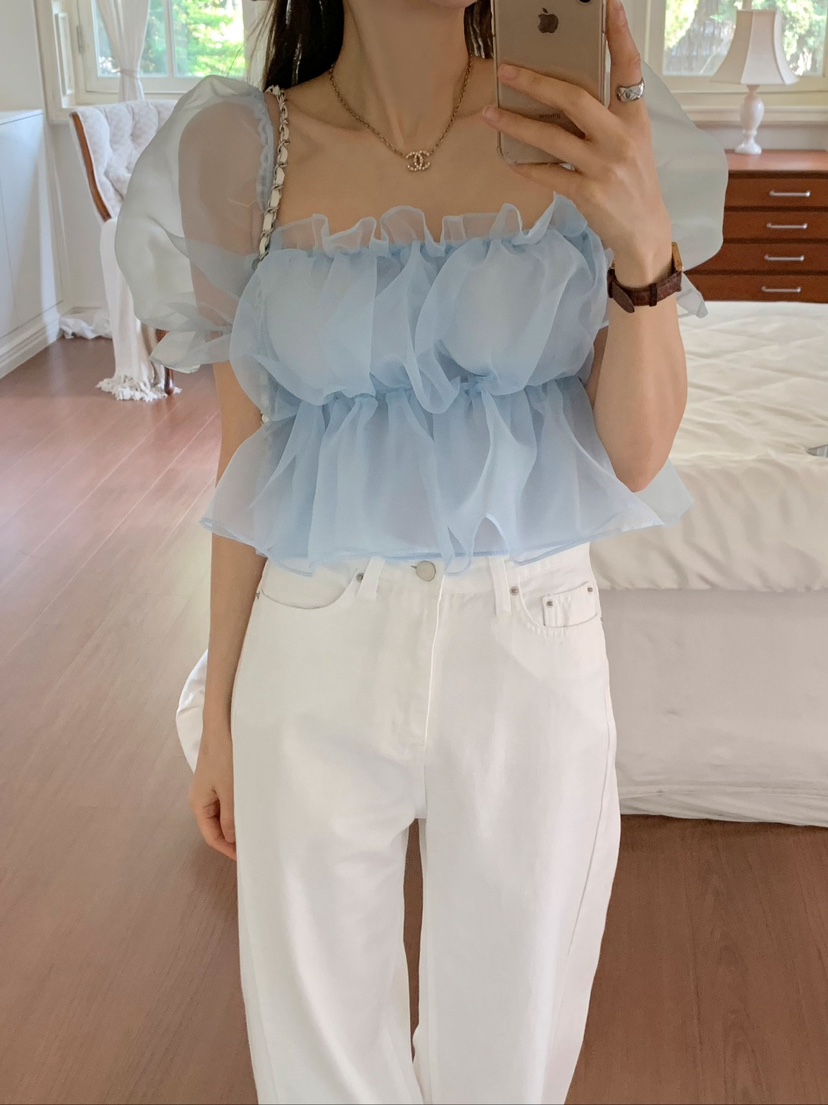 CRONG直郵韓國代購㊣女裝新品人氣時尚休閑25春夏襯衫蕾絲衫CRONG襯衫/蕾絲衫