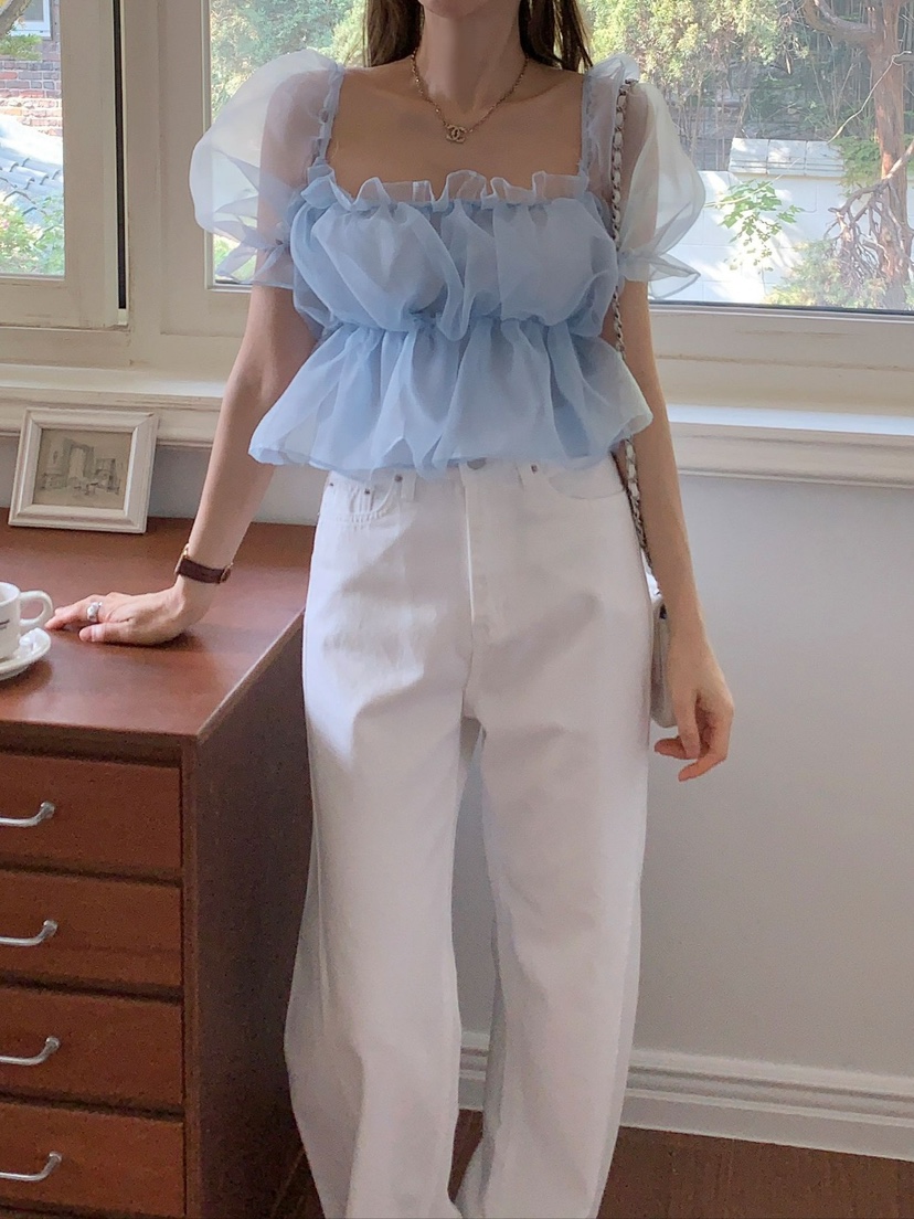 CRONG直郵韓國代購㊣女裝新品人氣時尚休閑25春夏襯衫蕾絲衫CRONG襯衫/蕾絲衫