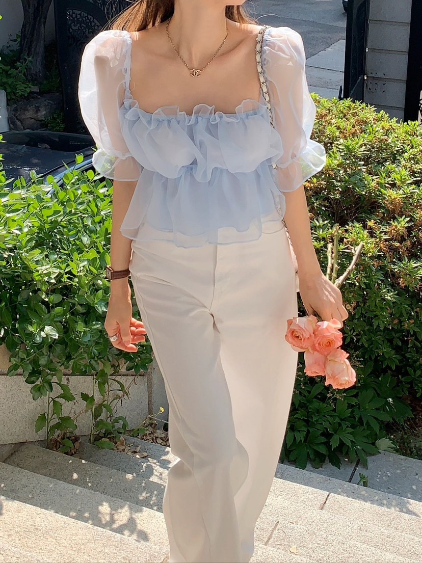 CRONG直郵韓國代購㊣女裝新品人氣時尚休閑25春夏襯衫蕾絲衫CRONG襯衫/蕾絲衫