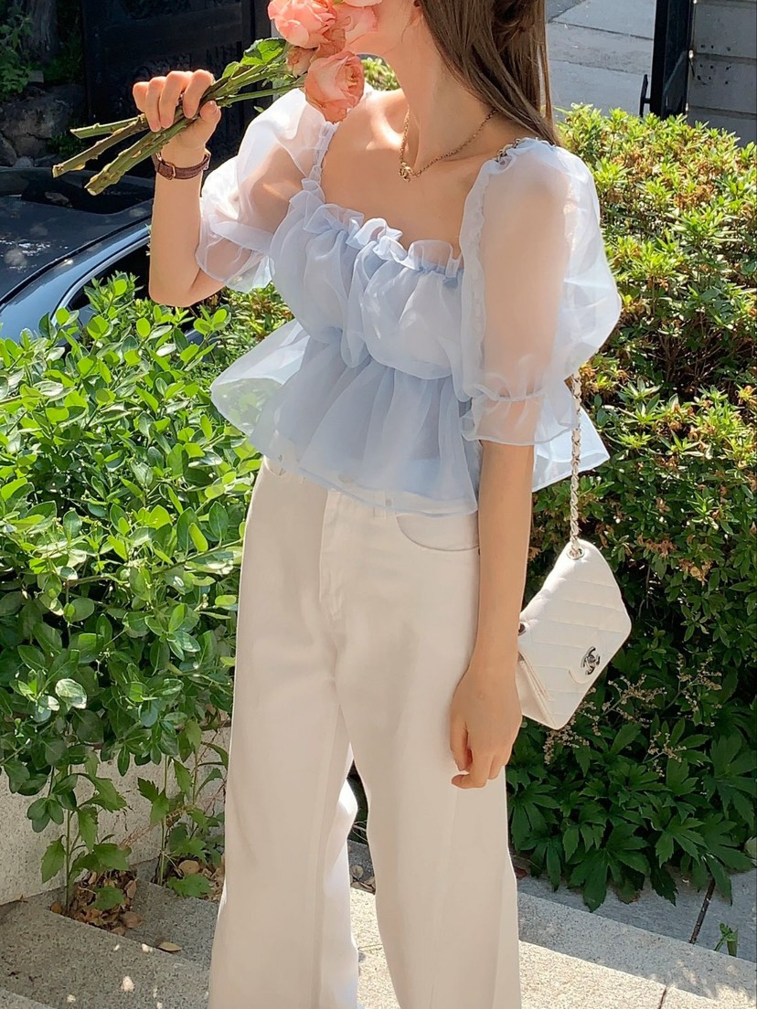 CRONG直郵韓國代購㊣女裝新品人氣時尚休閑25春夏襯衫蕾絲衫CRONG襯衫/蕾絲衫