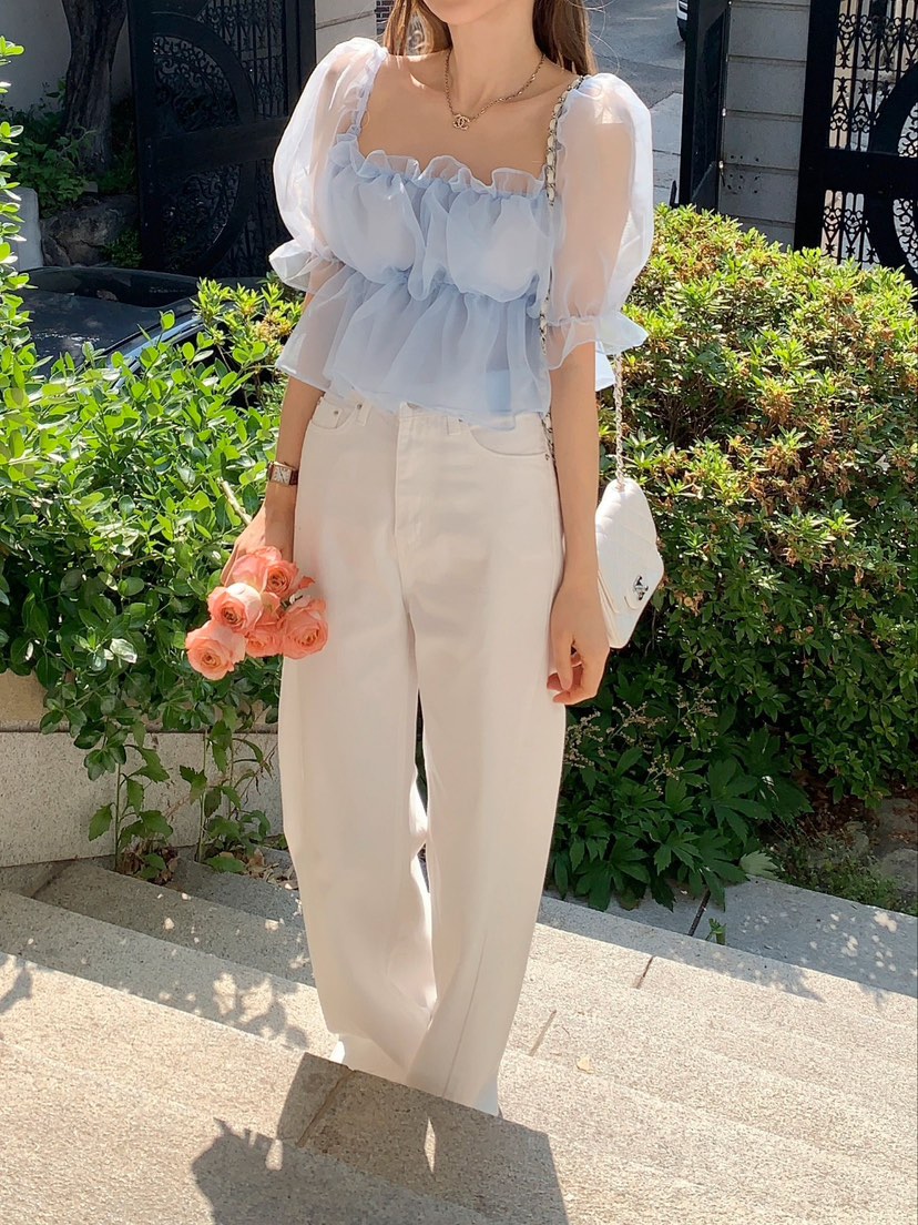 CRONG直郵韓國代購㊣女裝新品人氣時尚休閑25春夏襯衫蕾絲衫CRONG襯衫/蕾絲衫
