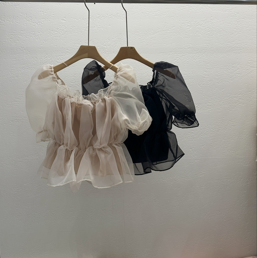 CRONG直郵韓國代購㊣女裝新品人氣時尚休閑25春夏襯衫蕾絲衫CRONG襯衫/蕾絲衫圖色4左二色