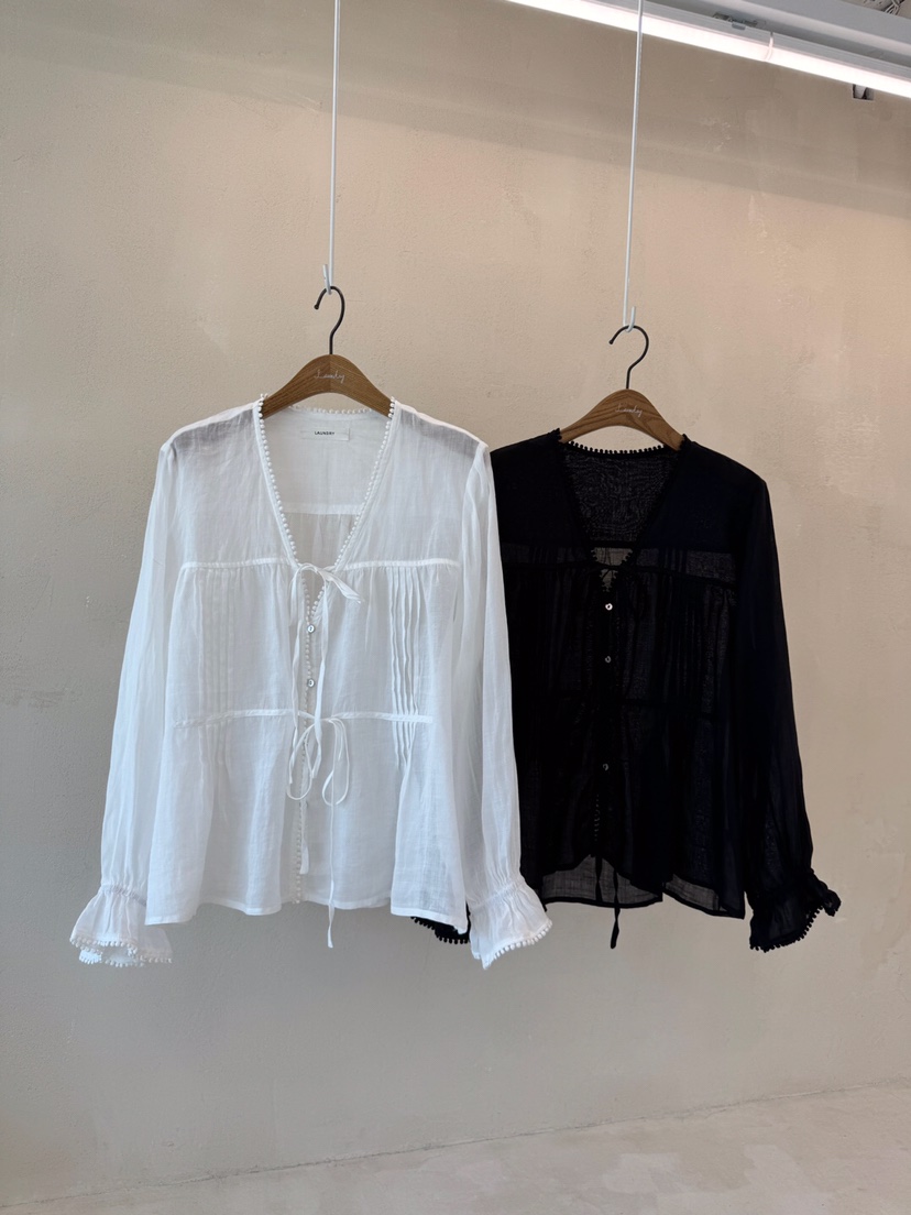 LAUNDRY韓國直郵㊣女裝新品人氣25春夏推薦時尚襯衫蕾絲衫刺繡LAUNDRY襯衫/蕾絲衫