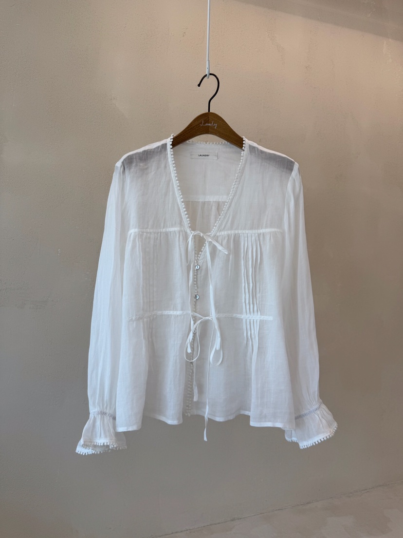LAUNDRY韓國直郵㊣女裝新品人氣25春夏推薦時尚襯衫蕾絲衫刺繡LAUNDRY襯衫/蕾絲衫