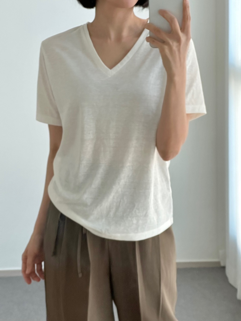 HEIZE韓國㊣直郵東大門代購女裝新款推薦25春夏人氣T恤亞麻HEIZET恤