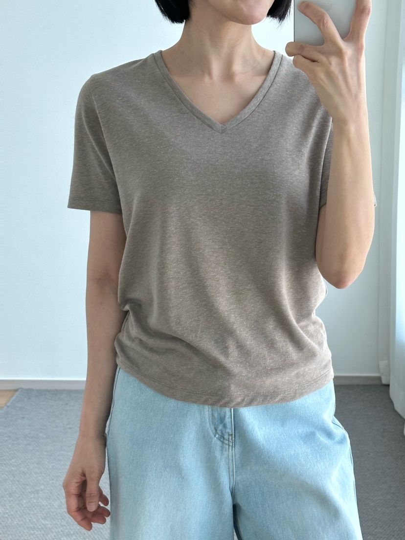 HEIZE韓國㊣直郵東大門代購女裝新款推薦25春夏人氣T恤亞麻HEIZET恤