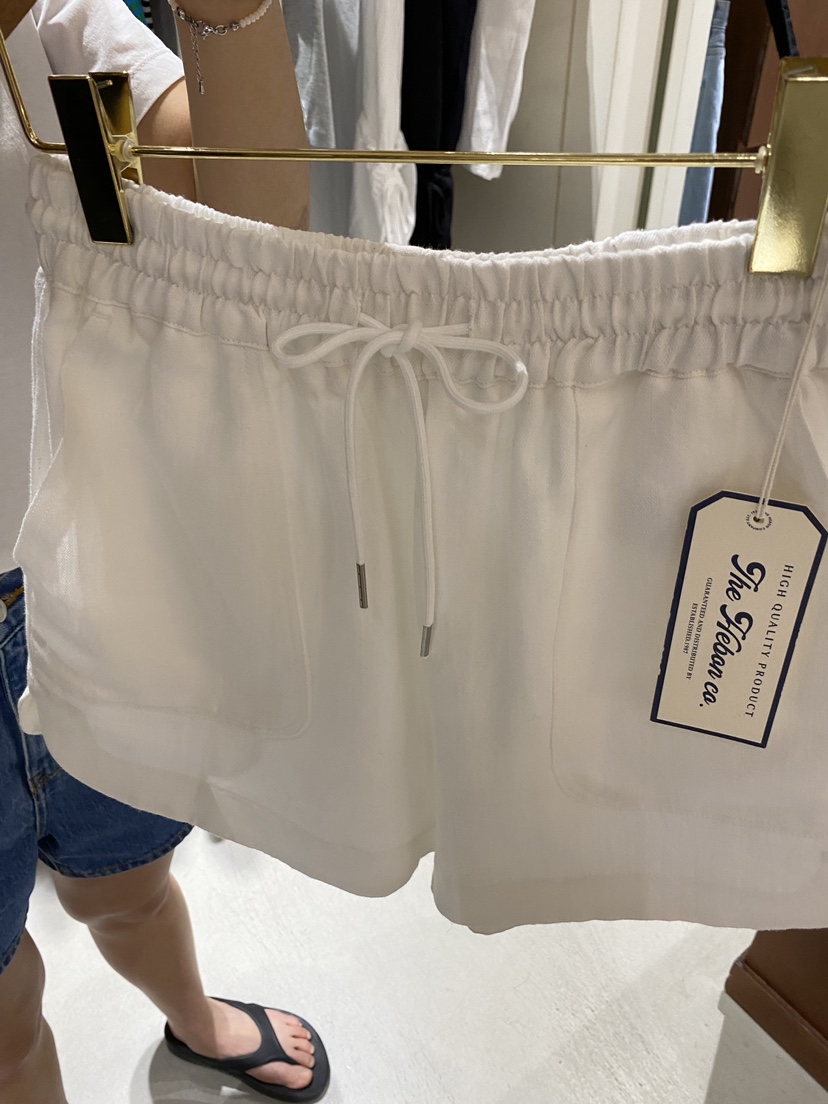 HEBON直郵韓國代購㊣女裝新品休閑25春夏熱賣時尚短褲口袋亞麻HEBON短褲