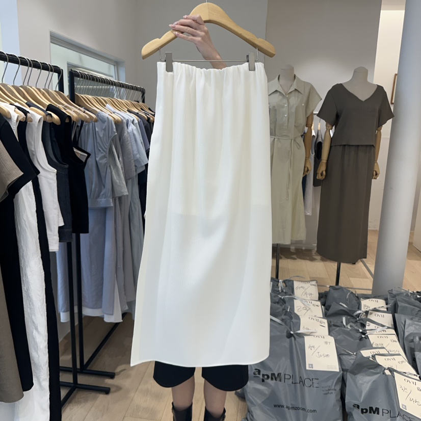 OVU直郵韓國代購㊣女裝新品時尚推薦熱賣休閑25春夏長裙褶皺OVU長裙