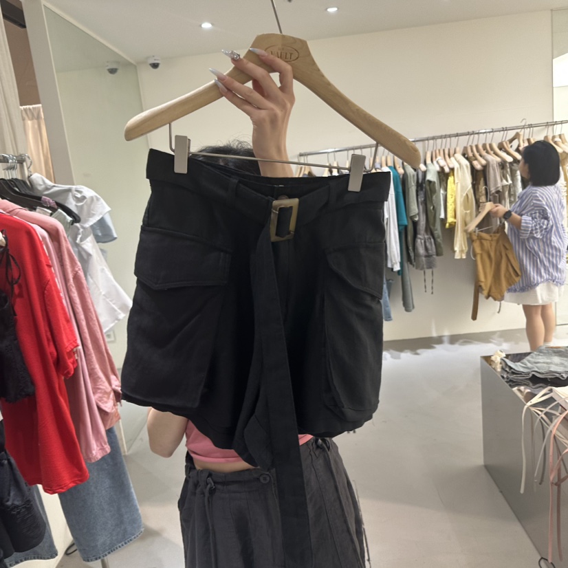 VAULT直郵韓國代購㊣女裝新款人氣25春夏休閑短褲含腰帶亞麻VAULT短褲圖色2