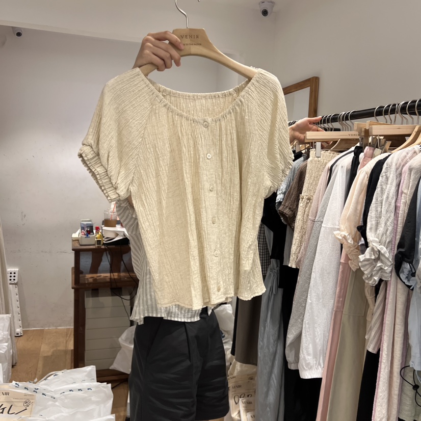 VENIR-a韓國直郵㊣東大門實拍女裝新品人氣襯衫蕾絲衫亞麻布VENIR-a襯衫/蕾絲衫圖色1
