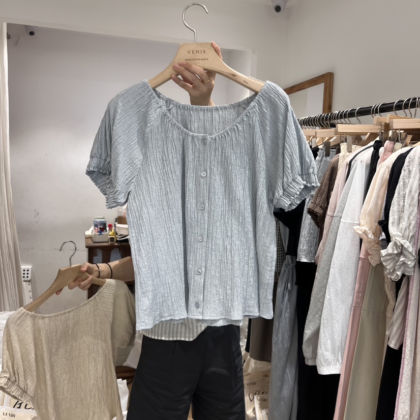 VENIR-a韓國直郵㊣東大門實拍女裝新品人氣襯衫蕾絲衫亞麻布VENIR-a襯衫/蕾絲衫圖色2