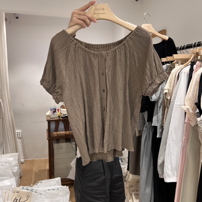 VENIR-a韓國直郵㊣東大門實拍女裝新品人氣襯衫蕾絲衫亞麻布VENIR-a襯衫/蕾絲衫圖色3