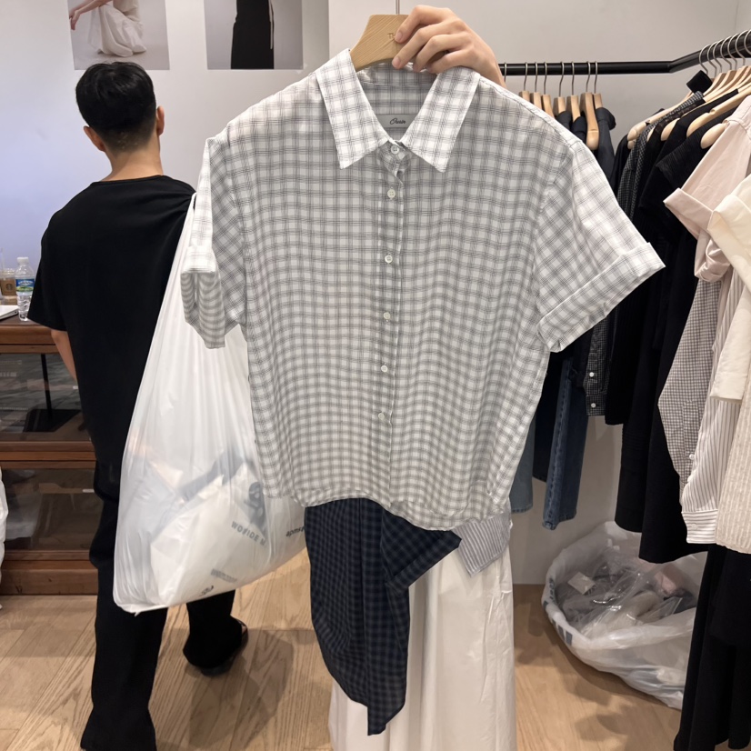 OURIN韓國㊣直郵東大門代購女裝新品熱賣推薦休閑襯衫蕾絲衫OURIN襯衫/蕾絲衫圖色2