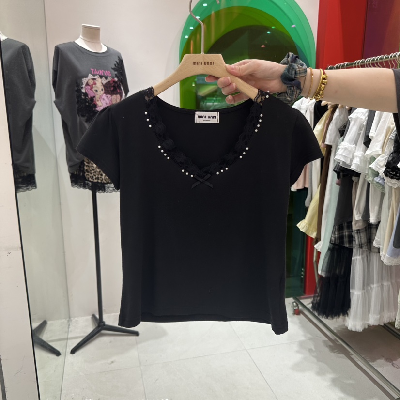 MINI UNNI直郵韓國代購㊣女裝新款人氣時尚25春夏推薦休閑T恤MINI UNNIT恤圖色2