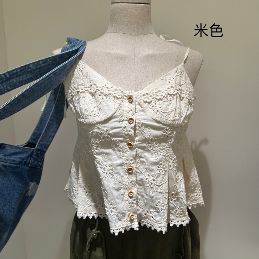 VAULT韓國㊣直郵東大門代購女裝新款人氣推薦休閑吊帶背心刺繡VAULT吊帶/背心圖色2