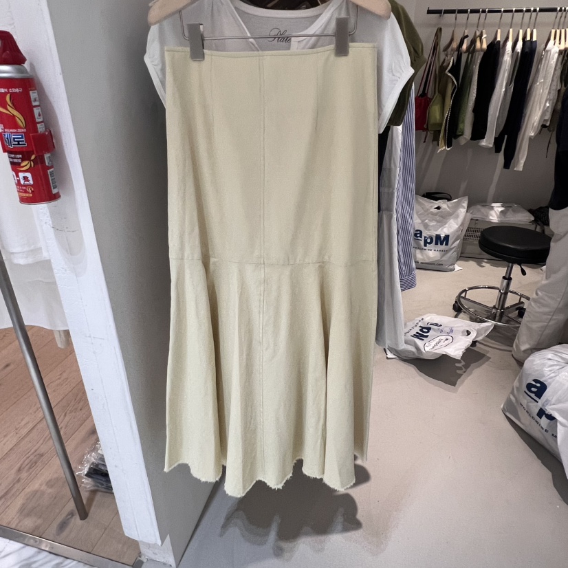 PLATE韓國直郵㊣女裝新品休閑人氣時尚半身裙中短裙超長亞麻PLATE半身裙/中短裙圖色2