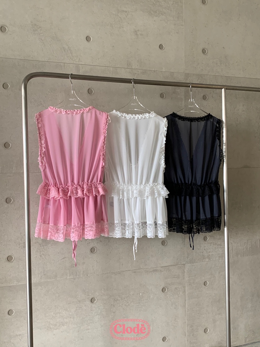 CLODE韓國㊣直郵東大門代購女裝新款25春夏休閑熱賣馬甲荷葉邊CLODE馬甲
