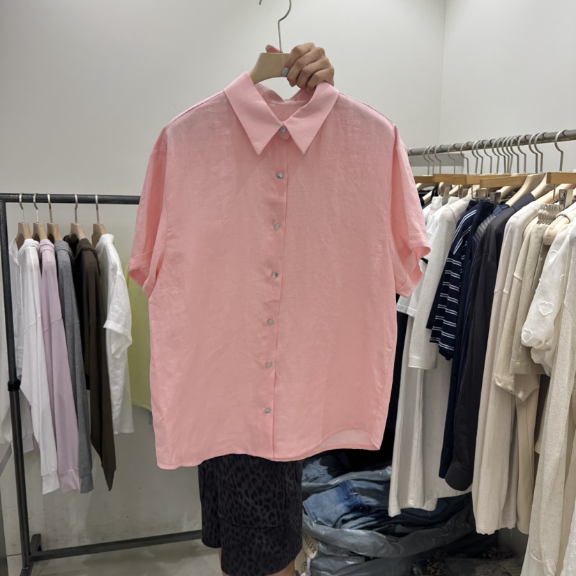 REPELLER直郵韓國代購㊣女裝新品熱賣人氣25春夏襯衫蕾絲衫亞麻REPELLER襯衫/蕾絲衫圖色2