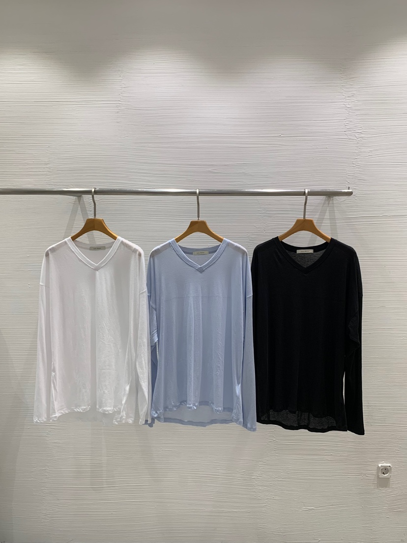 LUCY SALON韓國直郵㊣東大門實拍女裝新品25春夏長袖T恤V領寬松LUCY SALON長袖T恤