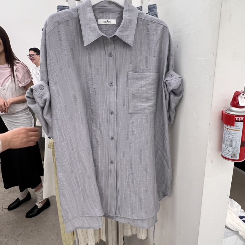 BREATHE韓國直郵㊣東大門實拍女裝新品休閑襯衫蕾絲衫含腰繩BREATHE襯衫/蕾絲衫圖色2