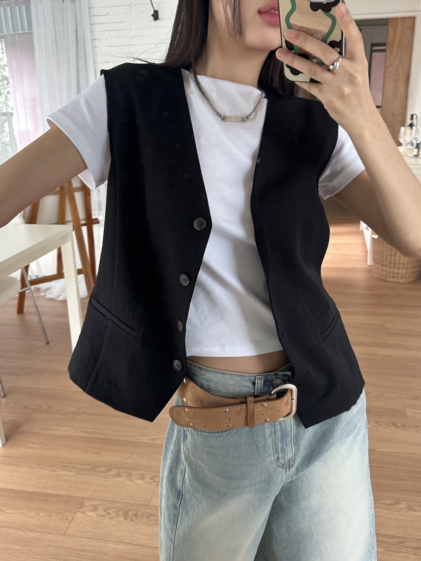 I MFACT東大門直郵女裝新品真品時尚職業熱賣休閑馬甲亞麻I MFACT馬甲圖色2