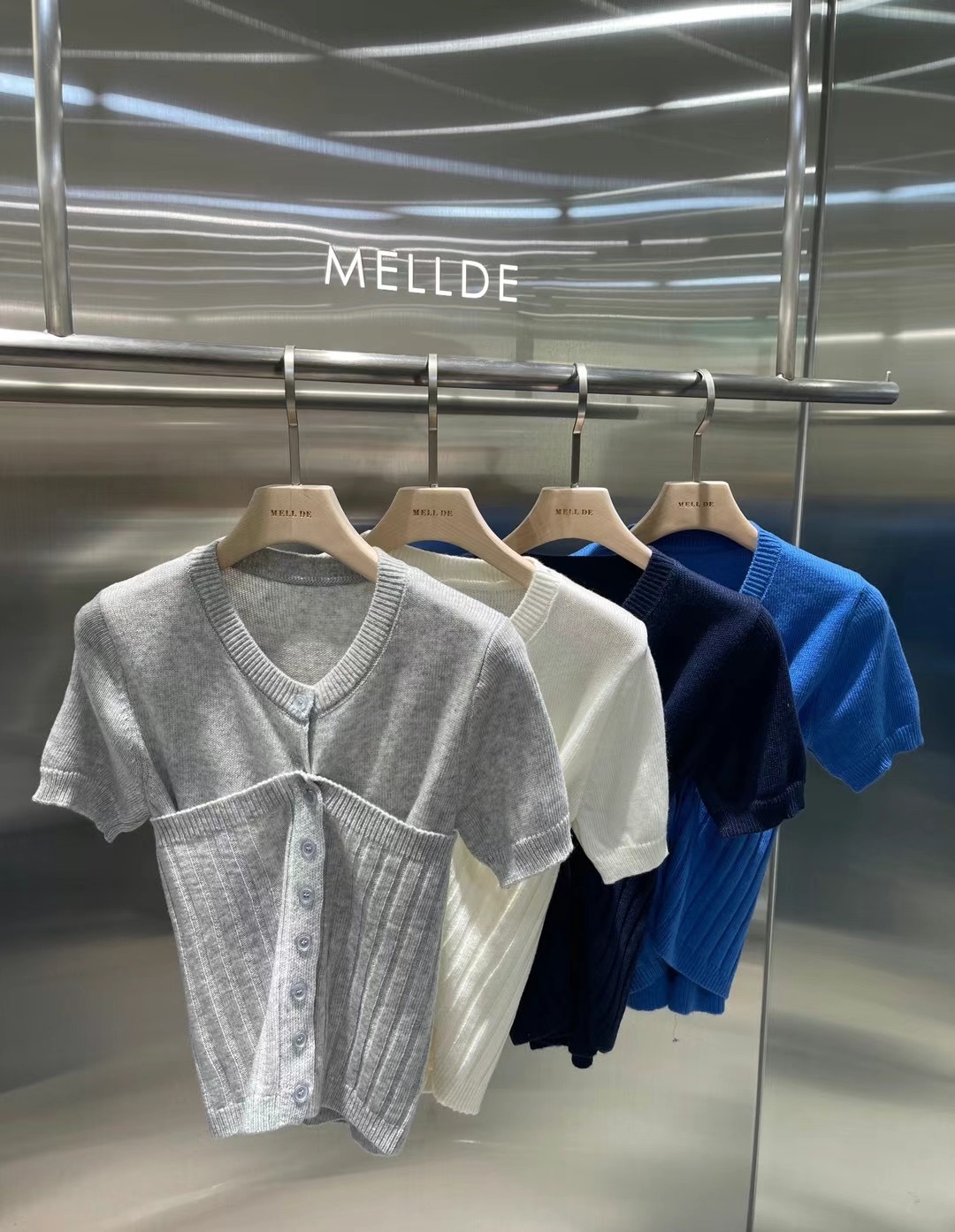 MELLDE韓國代購女裝新款人氣25春夏真品推薦熱賣時尚針織衫MELLDE針織衫圖色3左三色