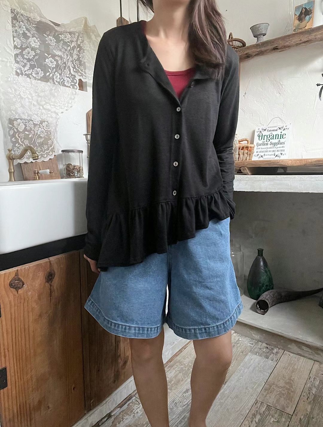 LAGRASS東大門代購女裝新款25春夏時尚熱賣針織衫荷葉邊開衫LAGRASS針織衫圖色2