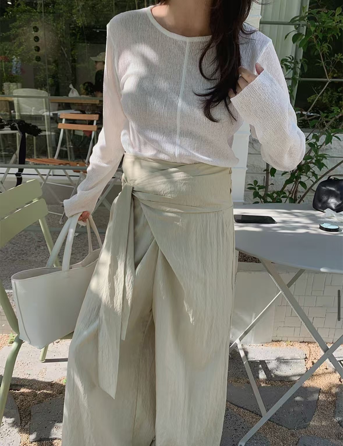 STAY韓國㊣直郵東大門代購女裝新品人氣時尚推薦長袖T恤褶皺STAY長袖T恤