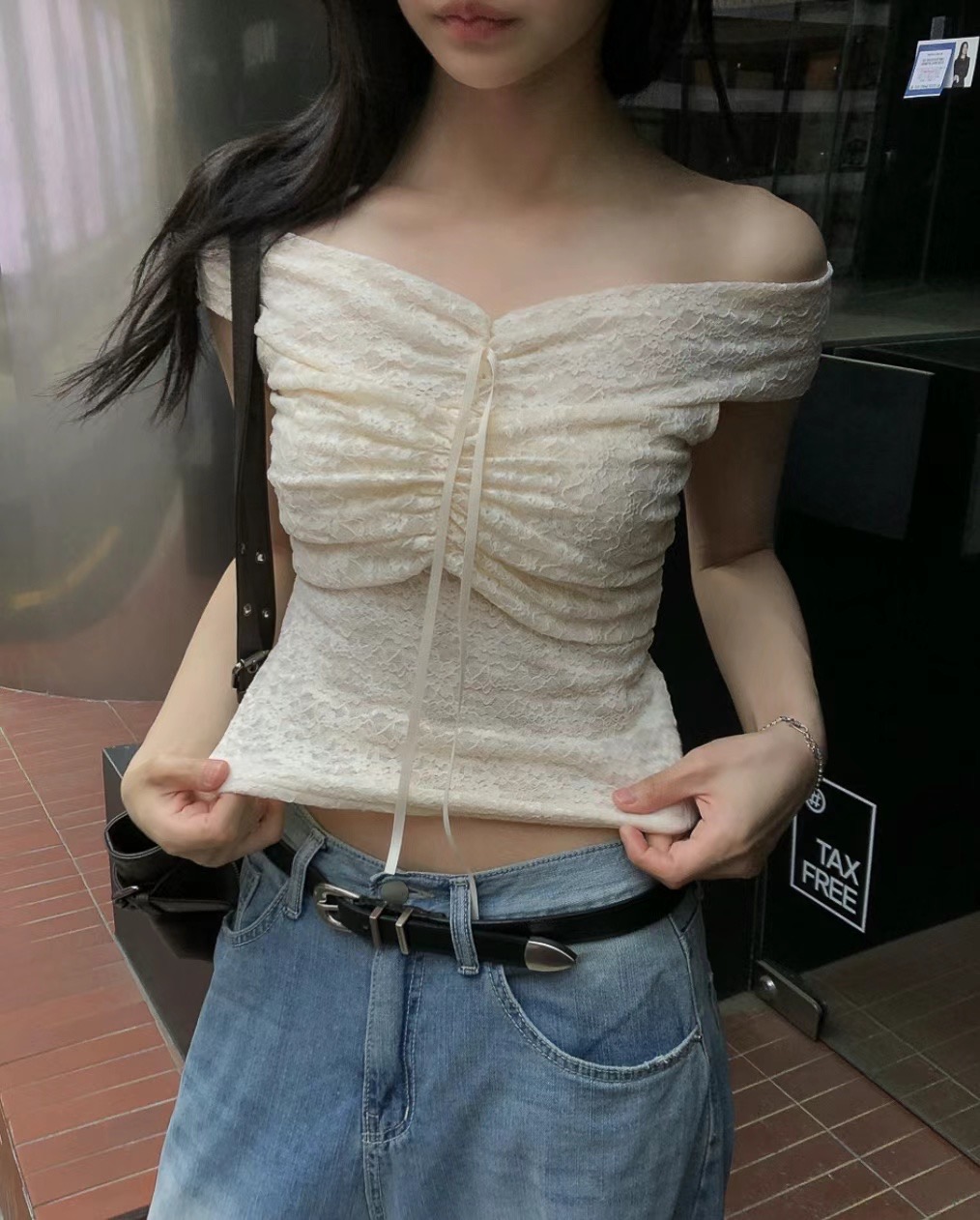 VERLIEBT直郵韓國代購㊣女裝新款時尚休閑25春夏襯衫蕾絲衫VERLIEBT襯衫/蕾絲衫