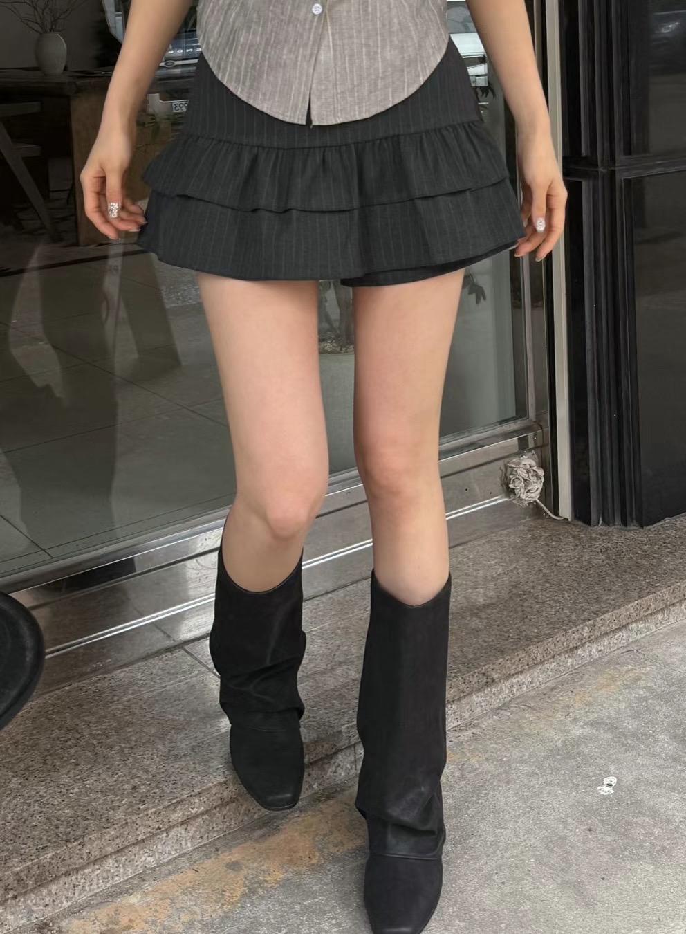 VERLIEBT東大門實拍女士新款25春夏職業真品人氣裙褲荷葉邊VERLIEBT裙褲圖色2