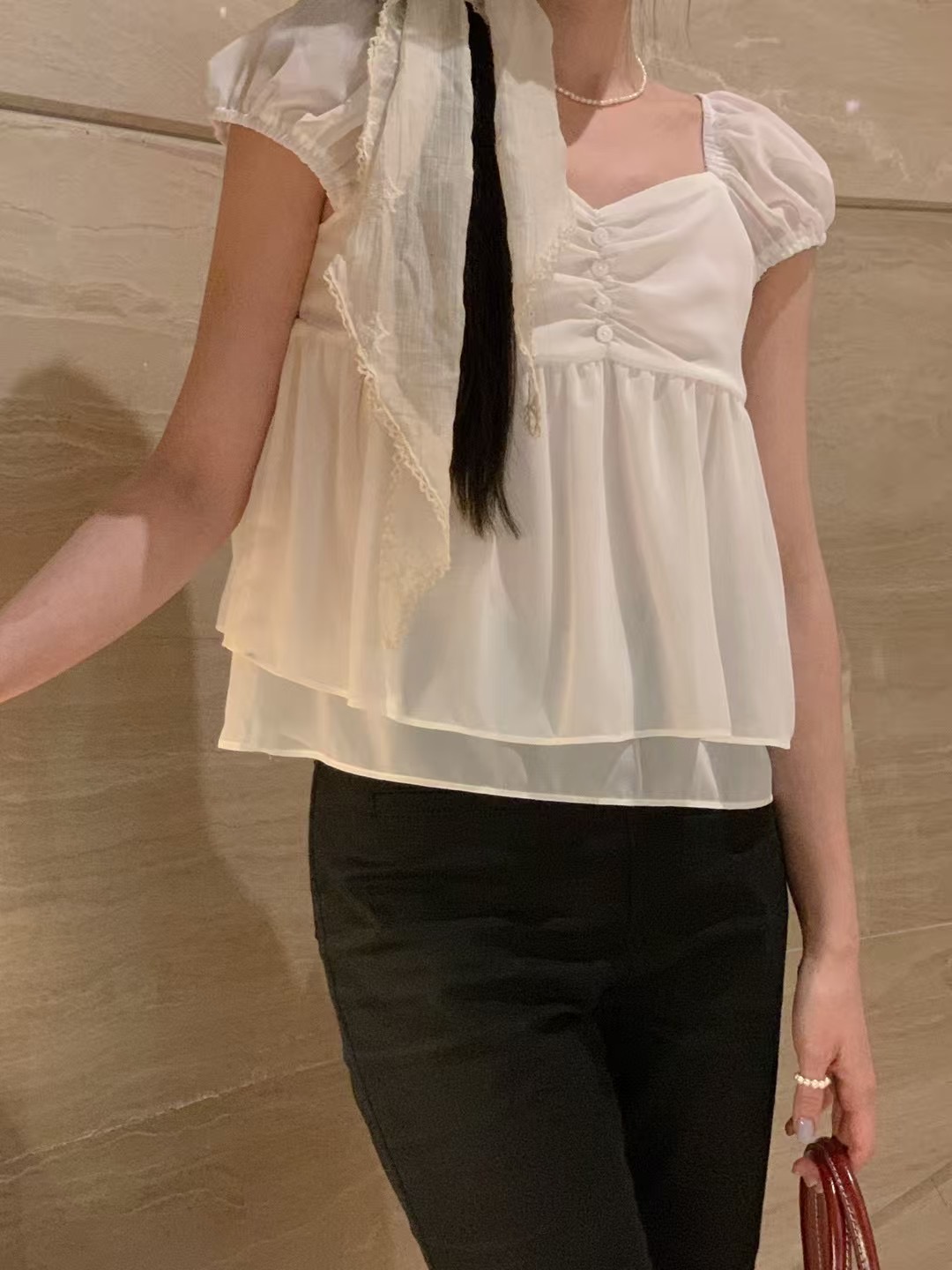 AUGUSTLOUNGE韓國直郵女士新款職業時尚推薦襯衫蕾絲衫雪紡AUGUSTLOUNGE襯衫/蕾絲衫