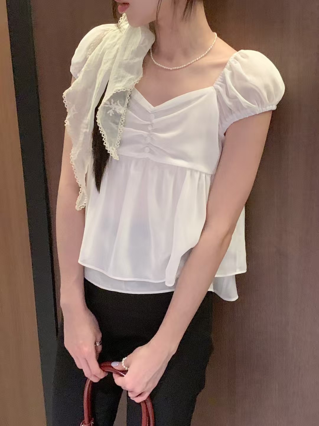 AUGUSTLOUNGE韓國直郵女士新款職業時尚推薦襯衫蕾絲衫雪紡AUGUSTLOUNGE襯衫/蕾絲衫
