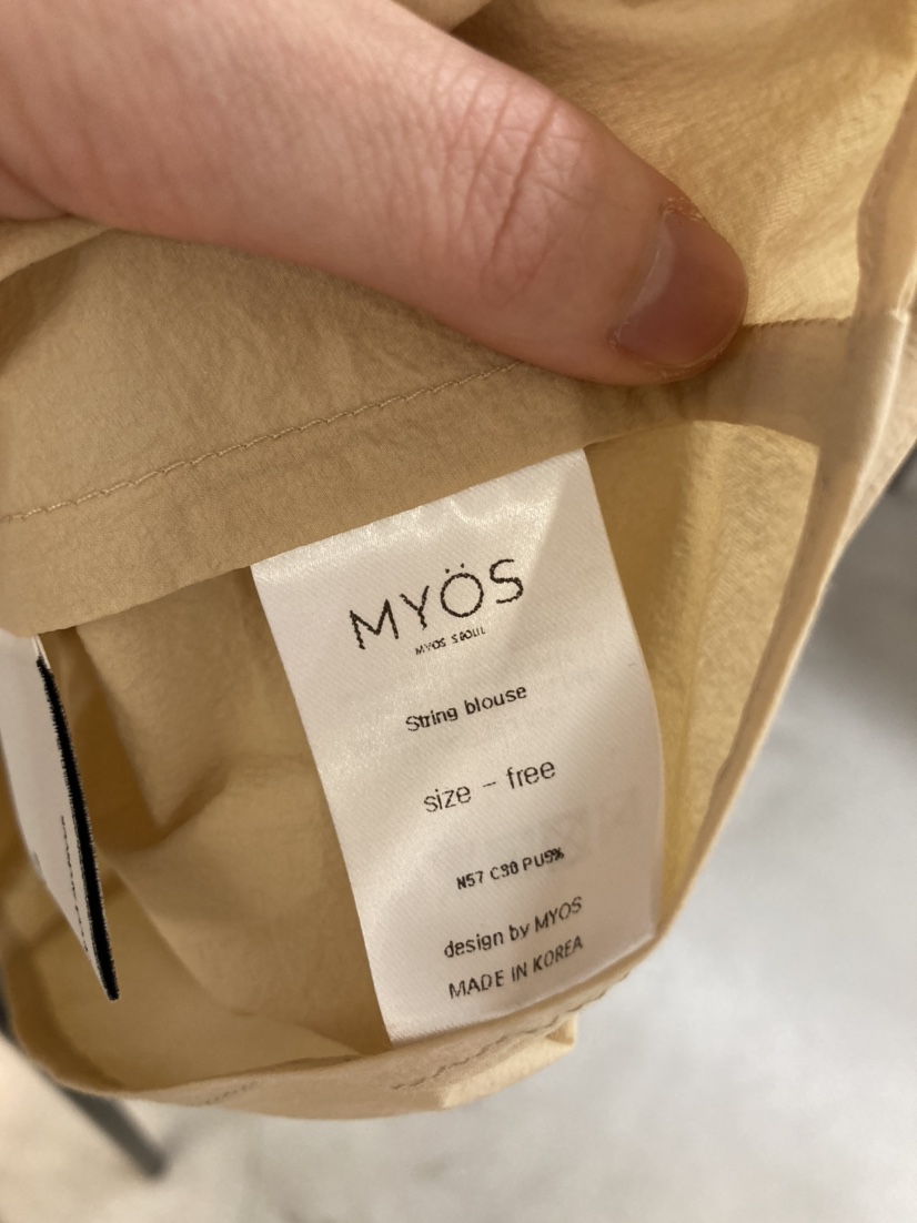 MYOS直郵韓國代購㊣女裝新品休閑推薦熱賣人氣時尚襯衫蕾絲衫MYOS襯衫/蕾絲衫