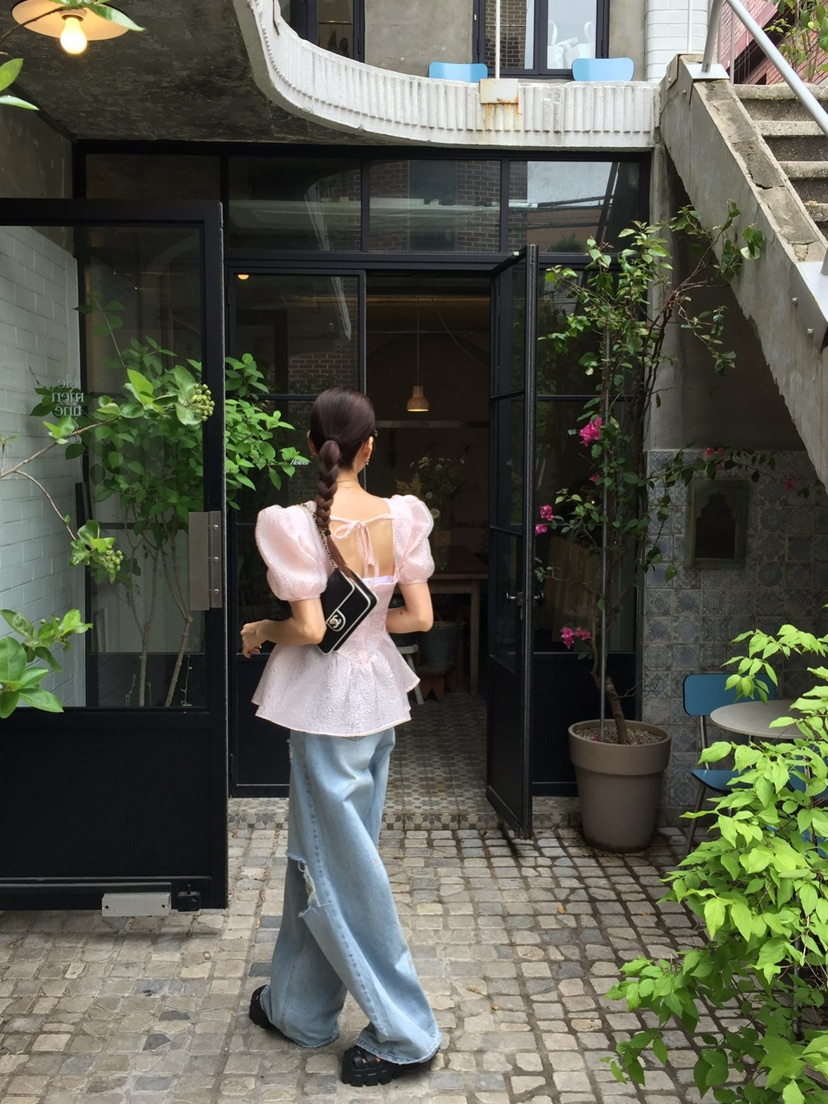 REVE CITE-L直郵韓國代購㊣女裝新品時尚推薦休閑襯衫蕾絲衫REVE CITE襯衫/蕾絲衫