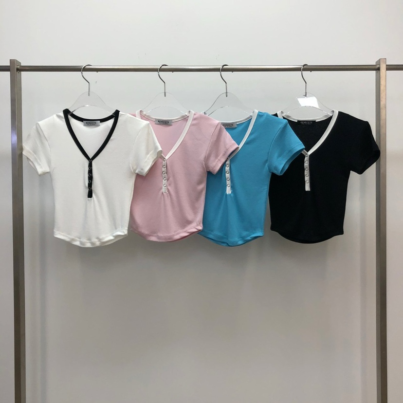 REVE CITE-L韓國直郵㊣東大門實拍女裝新品熱賣人氣T恤V領REVE CITET恤