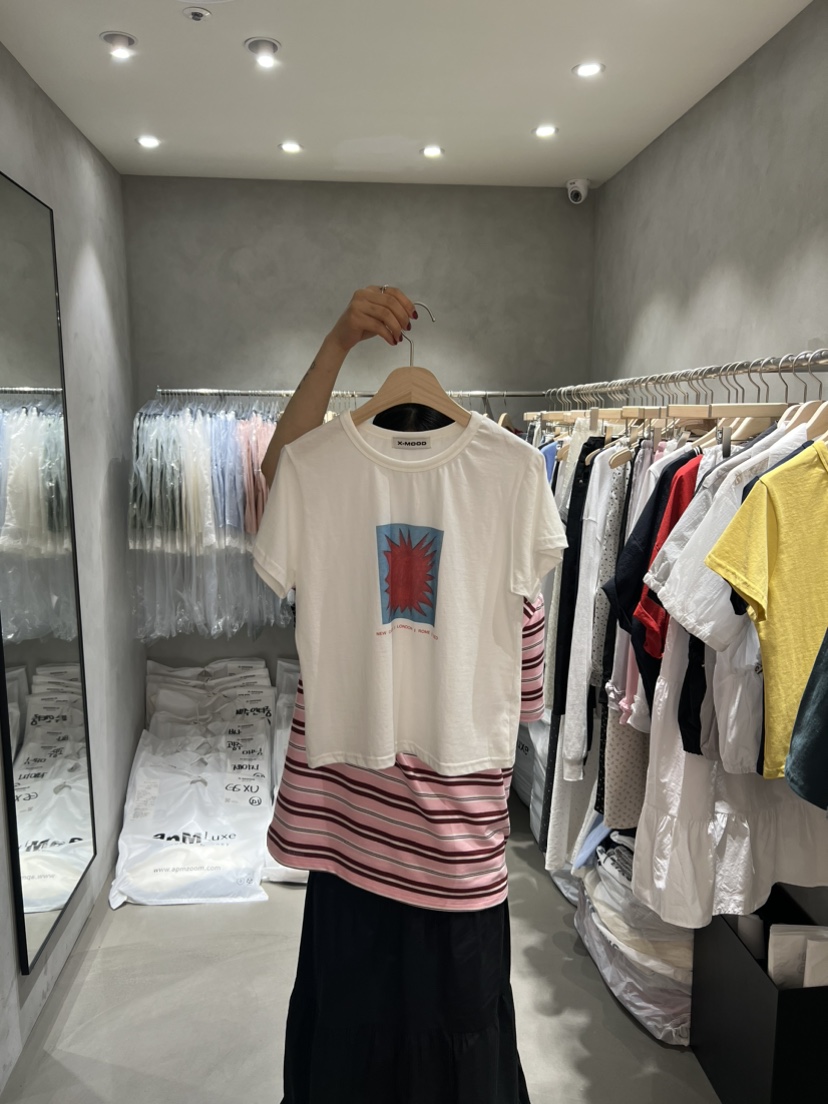 X-MOOD韓國㊣直郵東大門代購女裝新品時尚25春夏推薦人氣T恤X-MOODT恤