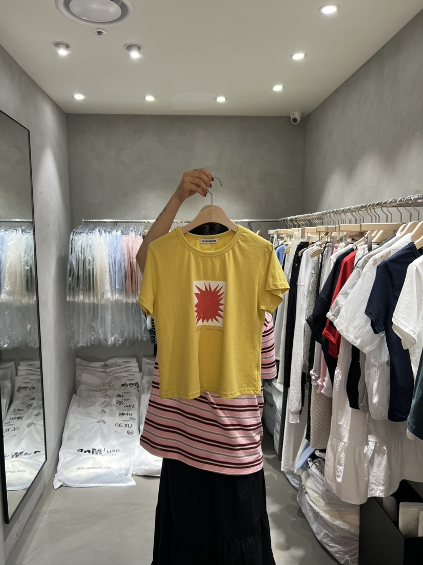 X-MOOD韓國㊣直郵東大門代購女裝新品時尚25春夏推薦人氣T恤X-MOODT恤圖色2