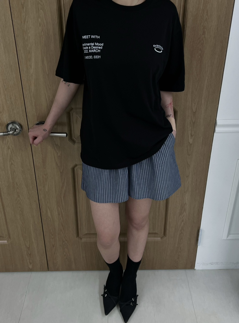 X-MOOD直郵韓國代購㊣女裝新品休閑人氣時尚熱賣25春夏短褲條紋X-MOOD短褲