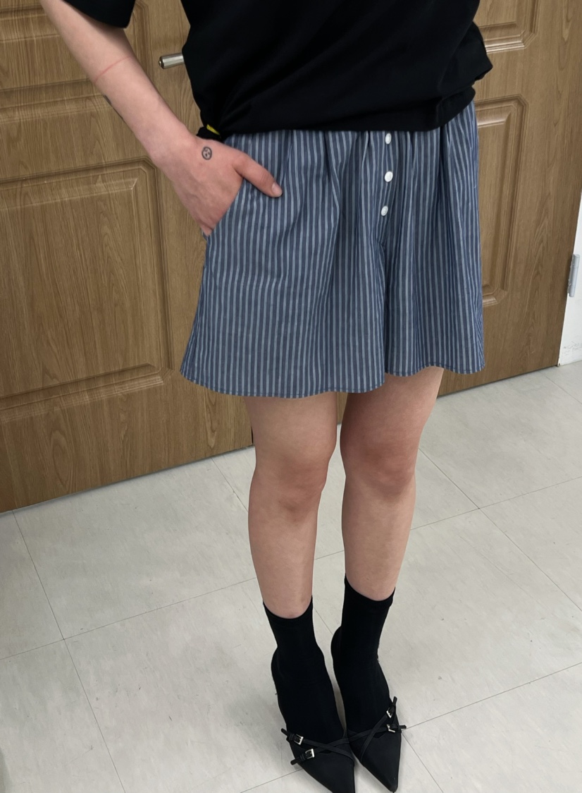 X-MOOD直郵韓國代購㊣女裝新品休閑人氣時尚熱賣25春夏短褲條紋X-MOOD短褲