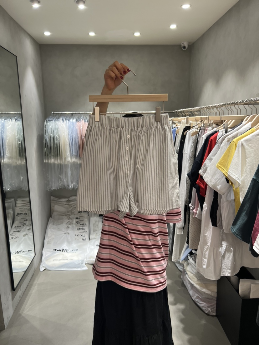X-MOOD直郵韓國代購㊣女裝新品休閑人氣時尚熱賣25春夏短褲條紋X-MOOD短褲