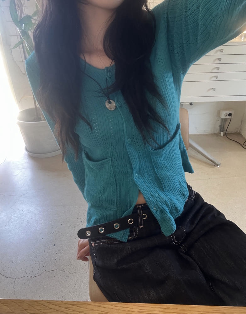 I I韓國㊣直郵東大門代購女裝新品推薦25春夏針織衫開襟衫ITSSONG針織衫