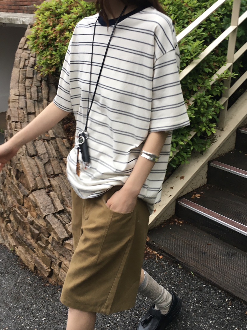 OURS韓國直郵㊣東大門實拍女裝新品熱賣推薦休閑人氣T恤條紋OURST恤