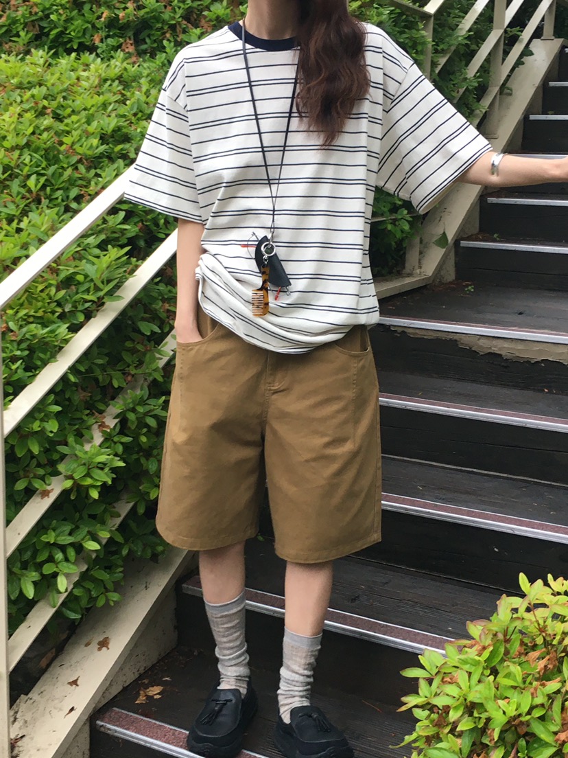 OURS韓國直郵㊣東大門實拍女裝新品熱賣推薦休閑人氣T恤條紋OURST恤
