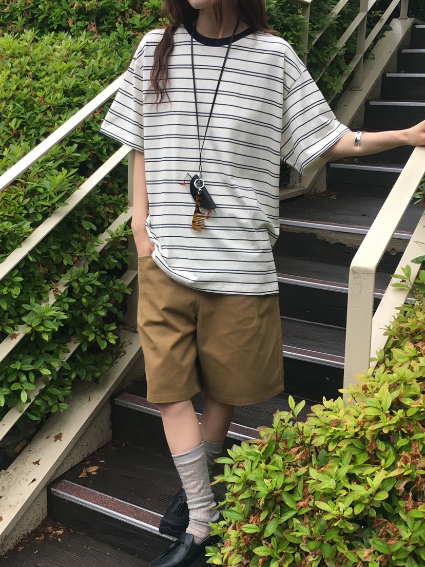 OURS韓國直郵㊣東大門實拍女裝新品熱賣推薦休閑人氣T恤條紋OURST恤