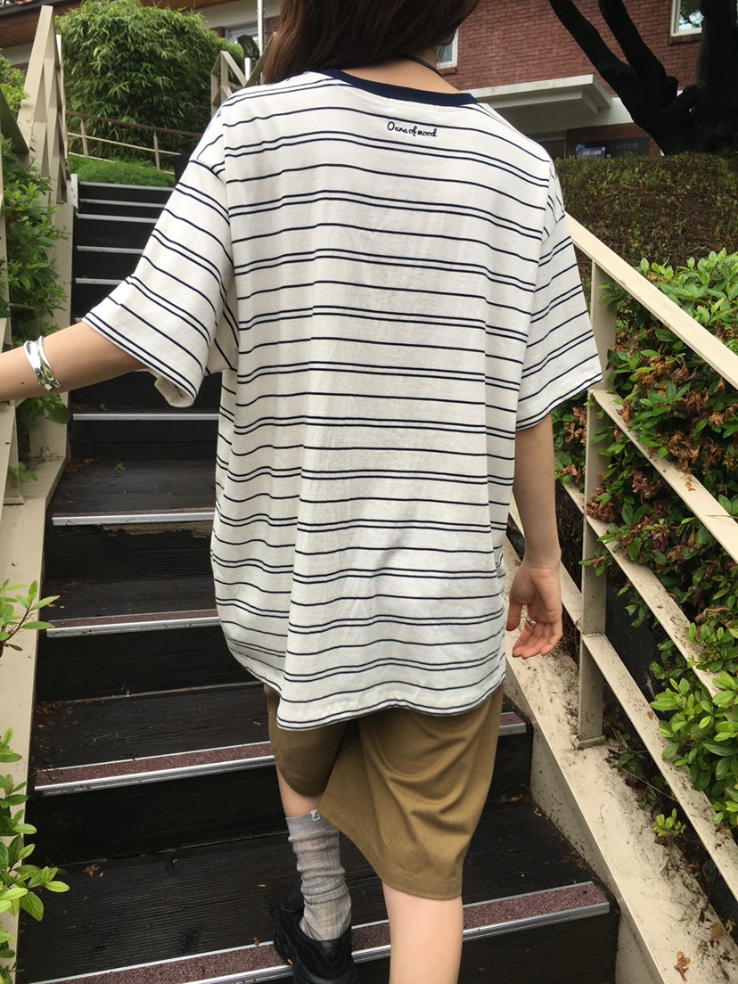 OURS韓國直郵㊣東大門實拍女裝新品熱賣推薦休閑人氣T恤條紋OURST恤