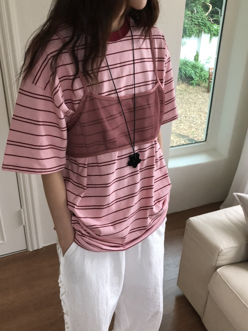 OURS韓國直郵㊣東大門實拍女裝新品熱賣推薦休閑人氣T恤條紋OURST恤